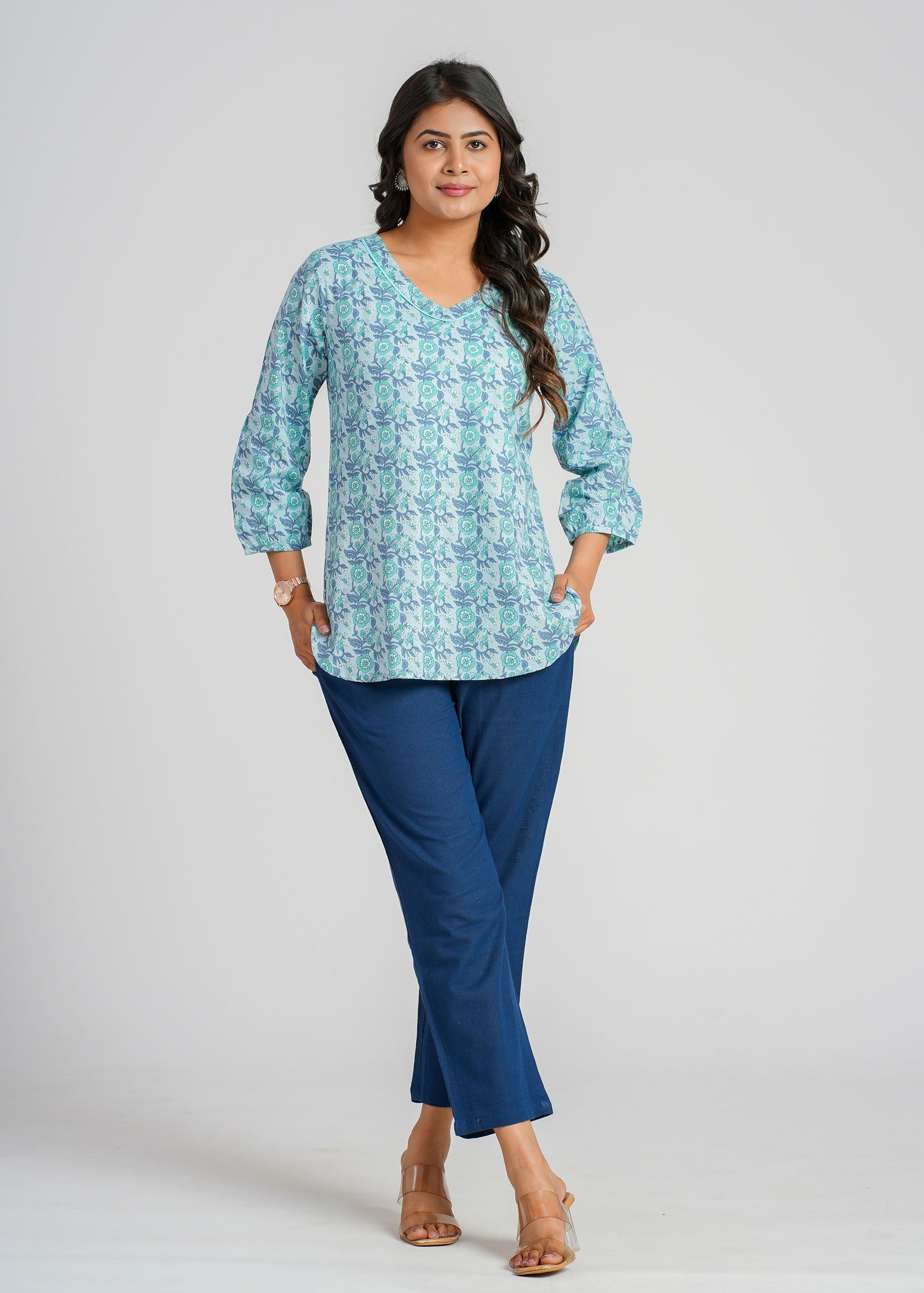 Block Printed Cotton Short Kurti