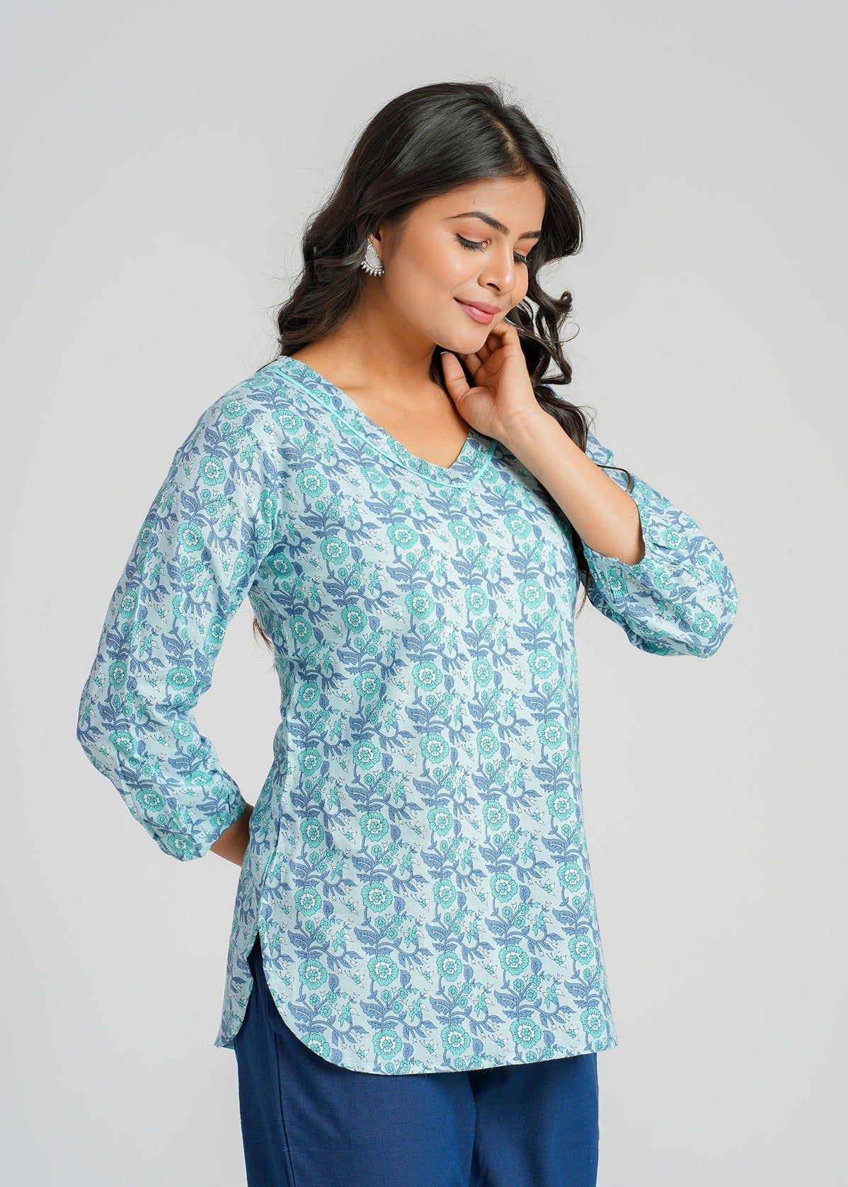Block Printed Cotton Short Kurti