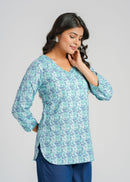 Block Printed Cotton Short Kurti