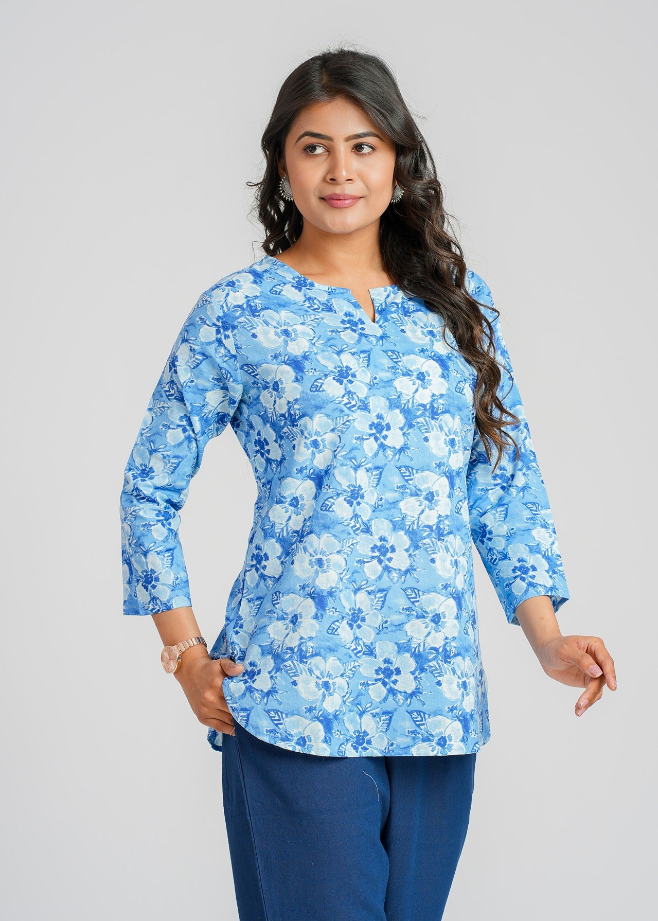 Block Printed Cotton Short Kurti