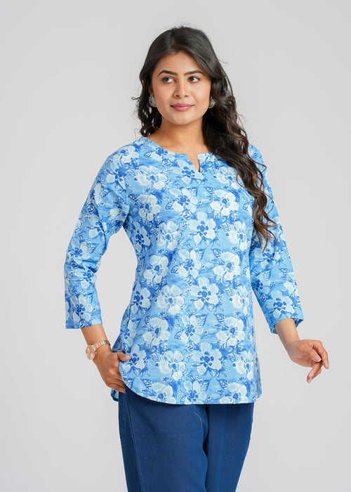 Block Printed Cotton Short Kurti