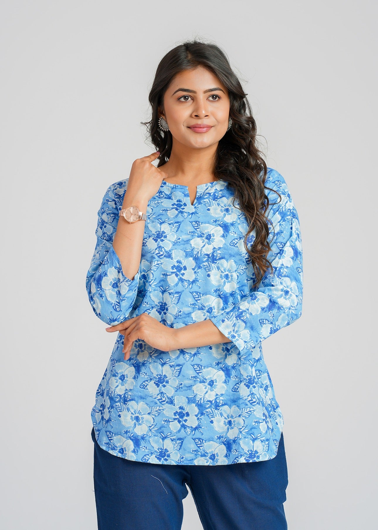 Block Printed Cotton Short Kurti
