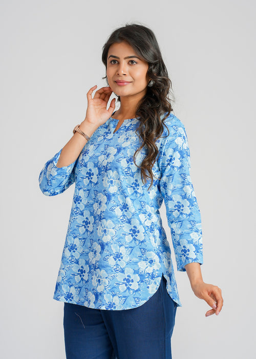 Block Printed Cotton Short Kurti
