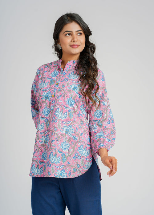 Block Printed Cotton Short Kurti