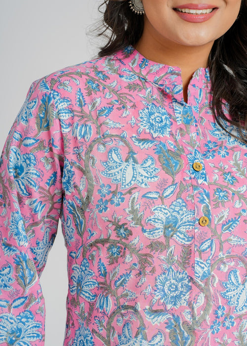 Block Printed Cotton Short Kurti