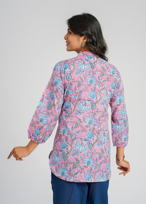 Block Printed Cotton Short Kurti
