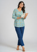 Block Printed Cotton Short Kurti