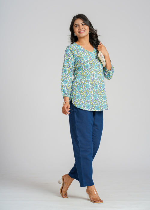 Block Printed Cotton Short Kurti