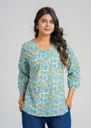 Block Printed Cotton Short Kurti