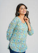 Block Printed Cotton Short Kurti