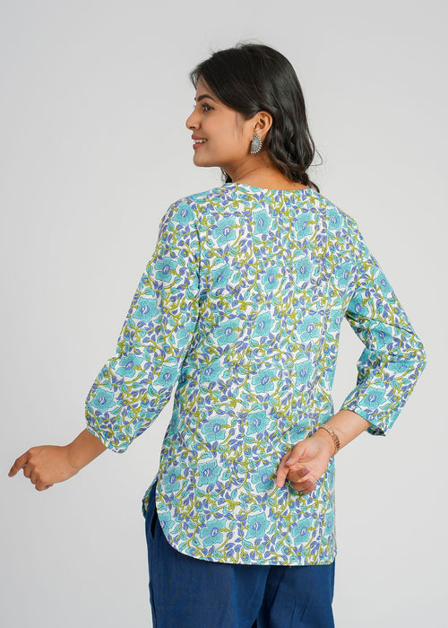 Block Printed Cotton Short Kurti