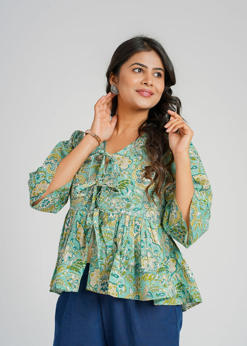 Block Printed Cotton Short Top