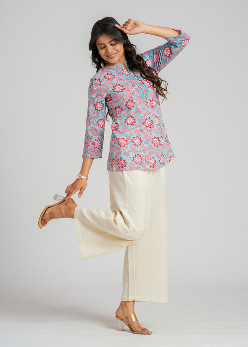 Block Printed Cotton Short Top