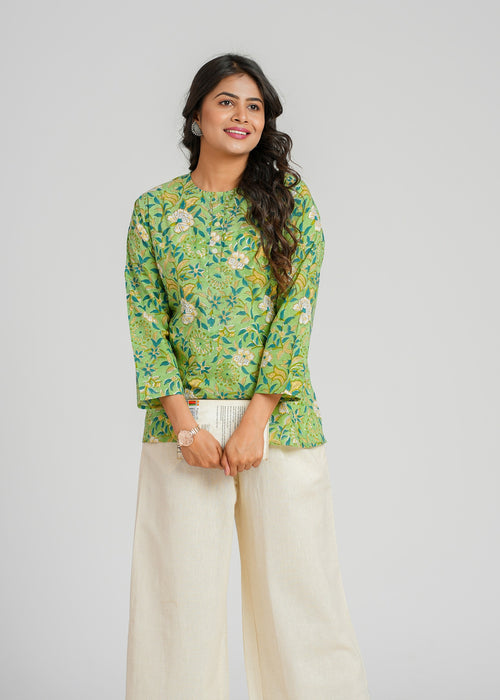 Block Printed Cotton Short Kurti