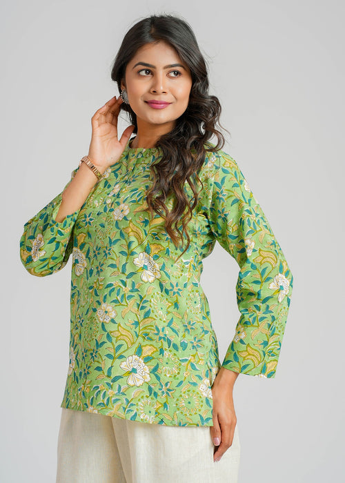 Block Printed Cotton Short Kurti