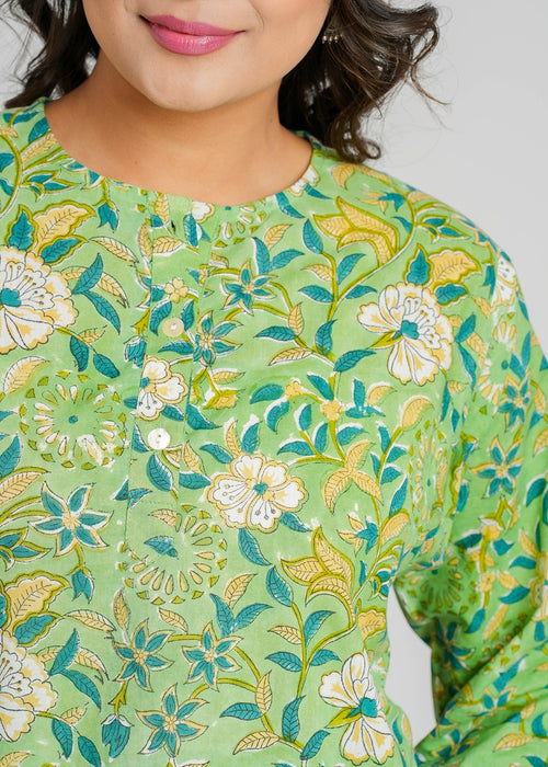 Block Printed Cotton Short Kurti