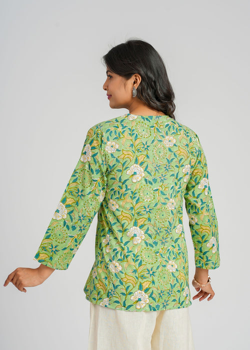 Block Printed Cotton Short Kurti