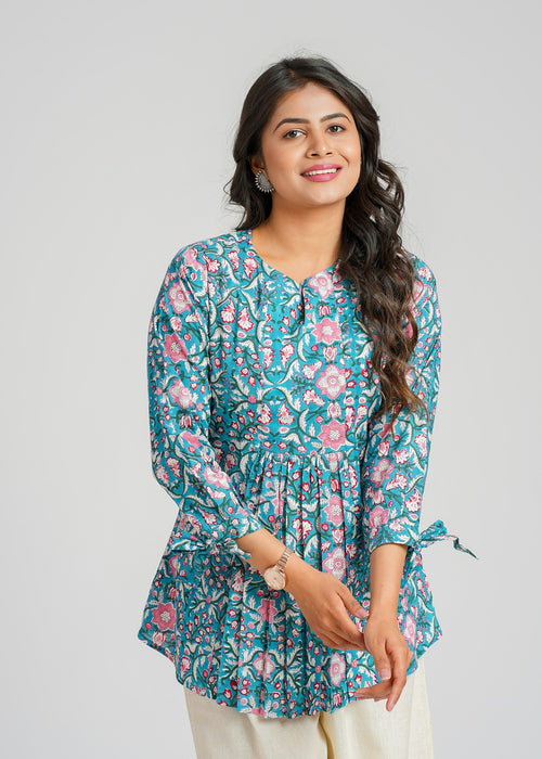 Block Printed Cotton Short Top