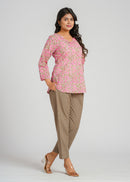 Block Printed Cotton Short Kurti