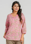 Block Printed Cotton Short Kurti