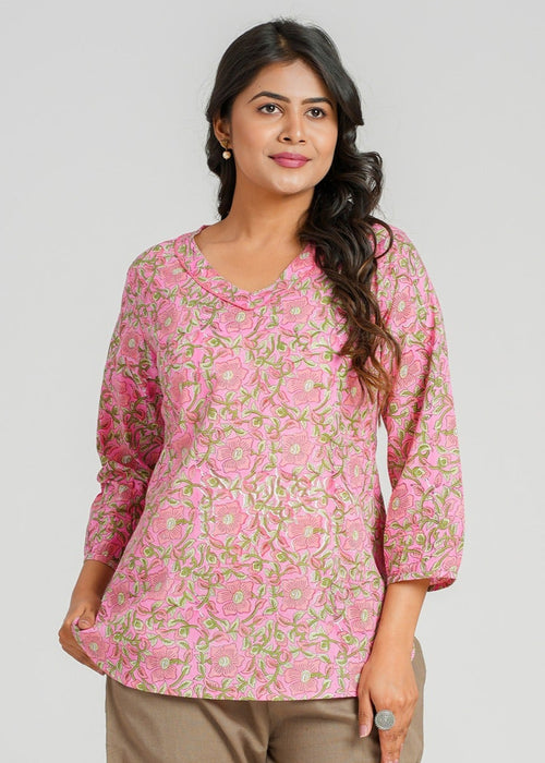 Block Printed Cotton Short Kurti