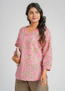 Block Printed Cotton Short Kurti