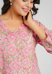 Rosebud Block Printed Short Kurti
