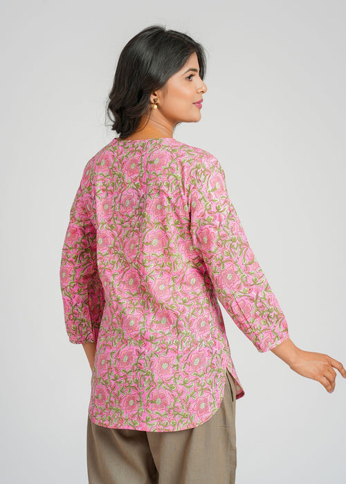 Block Printed Cotton Short Kurti