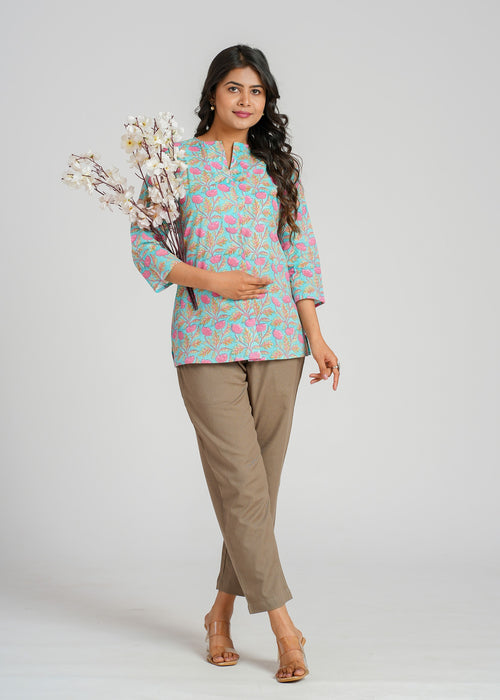 Block Printed Cotton Short Top