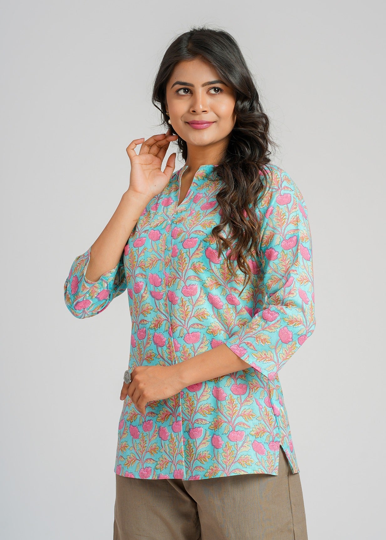 Verdant Block Printed Short Top