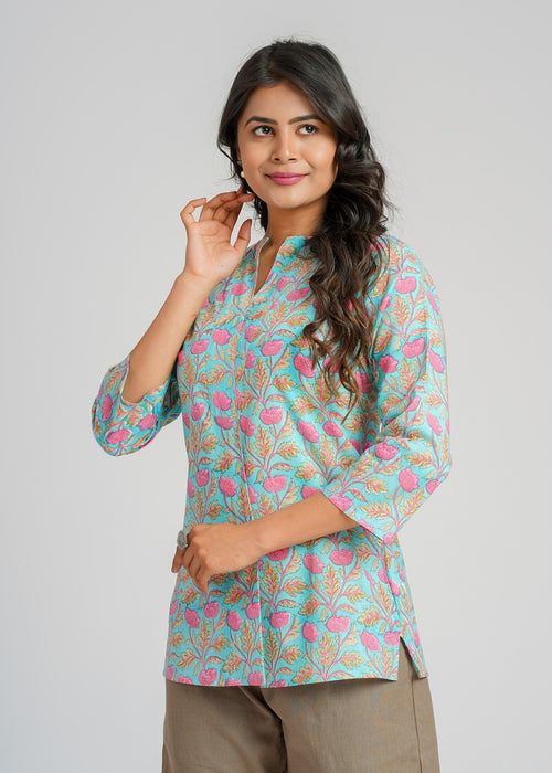 Block Printed Cotton Short Top