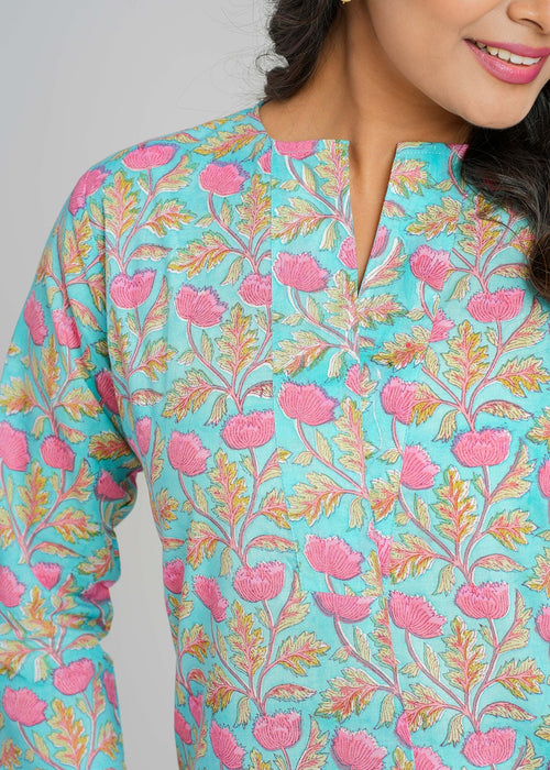 Block Printed Cotton Short Top