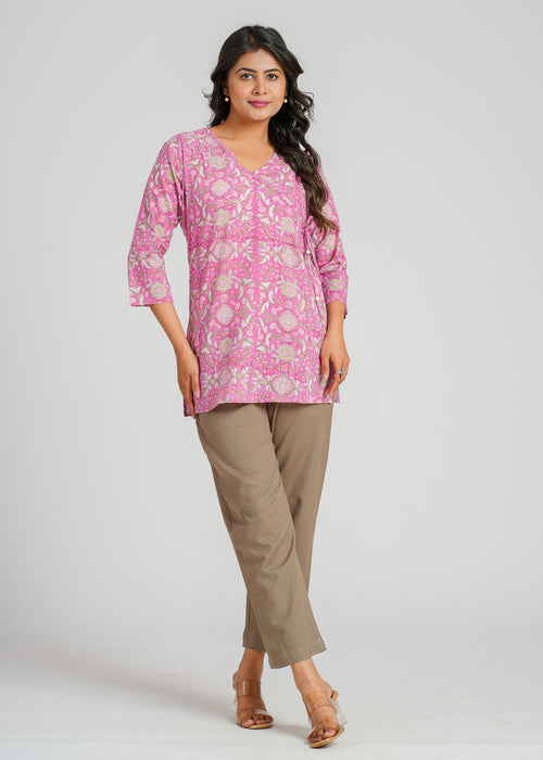 Block Printed Cotton Short Kurti
