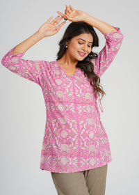 Block Printed Cotton Short Kurti