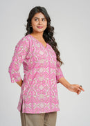 Block Printed Cotton Short Kurti