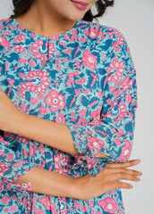 Hibiscus Block Printed Short Top
