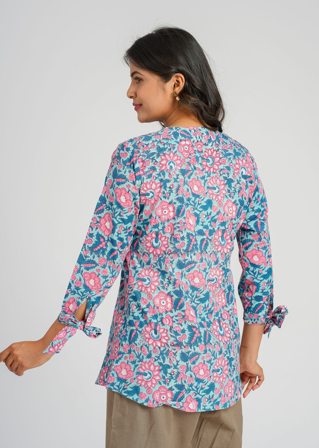 Hibiscus Block Printed Short Top