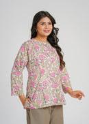 Block Printed Cotton Short Kurti