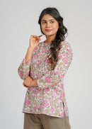 Block Printed Cotton Short Kurti