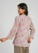 Block Printed Cotton Short Kurti
