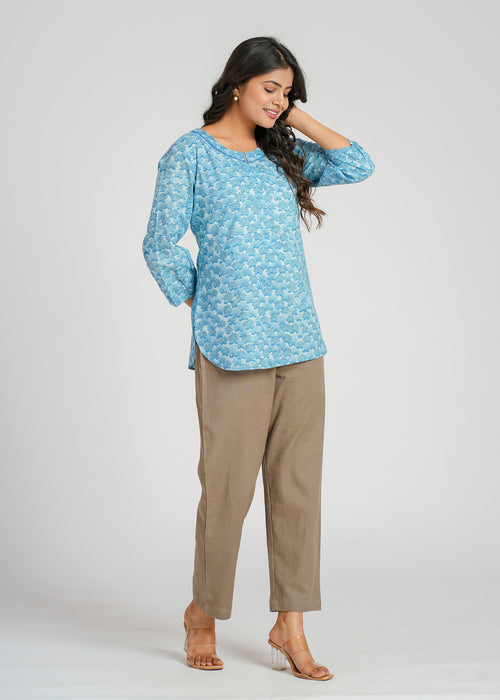 Block Printed Cotton Short Kurti