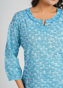 Block Printed Cotton Short Kurti