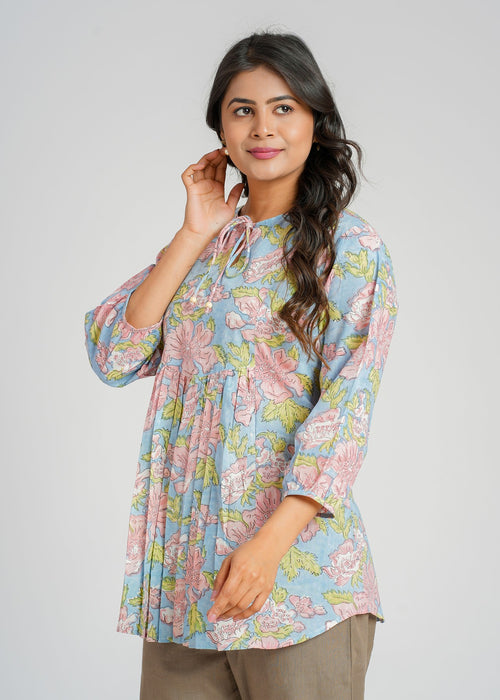 Block Printed Cotton Short Top