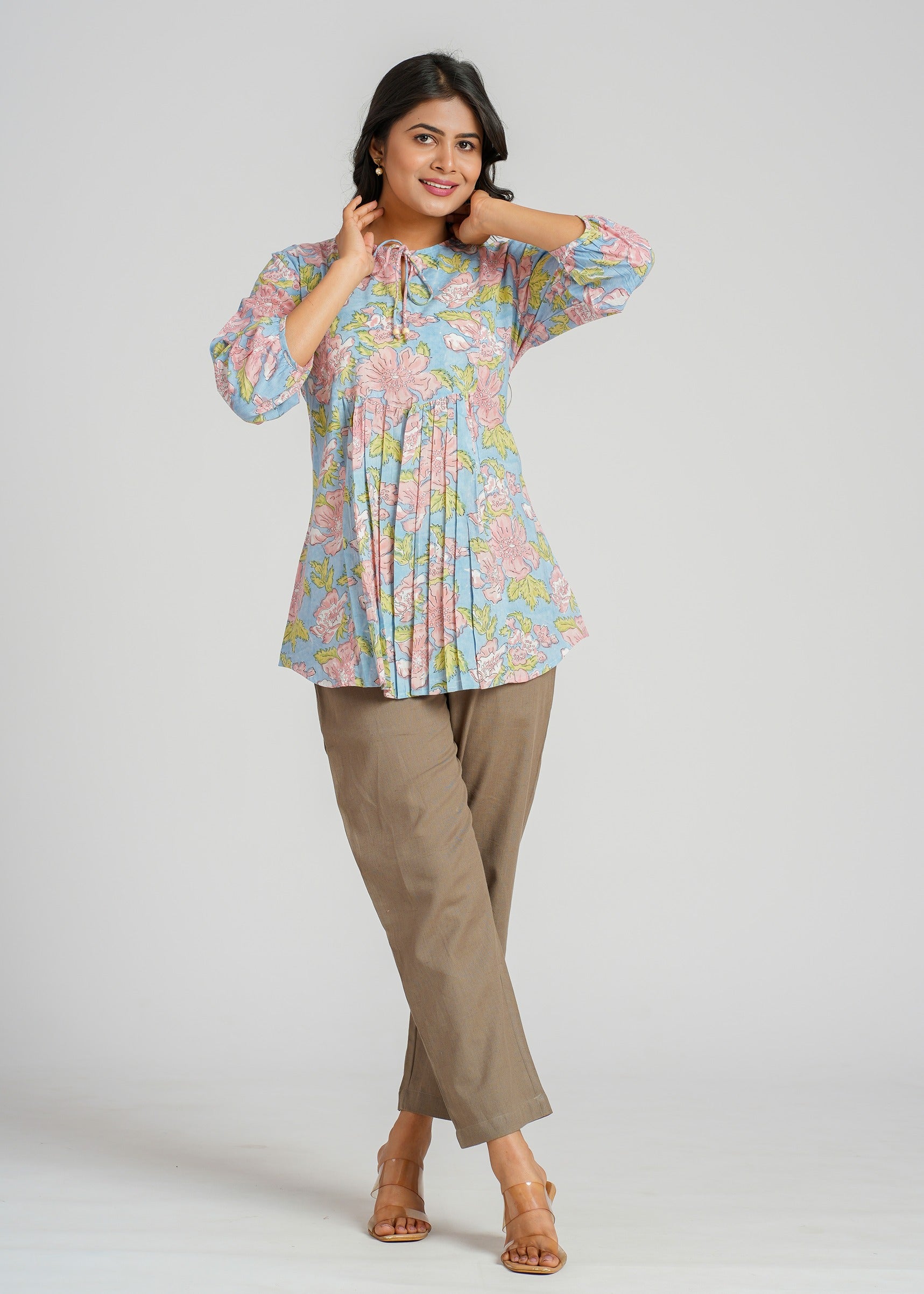 Lotus Block Printed Short Top