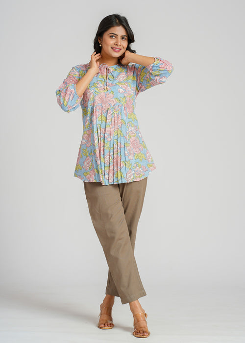 Block Printed Cotton Short Top