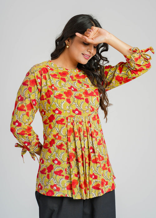 Block Printed Cotton Short Top