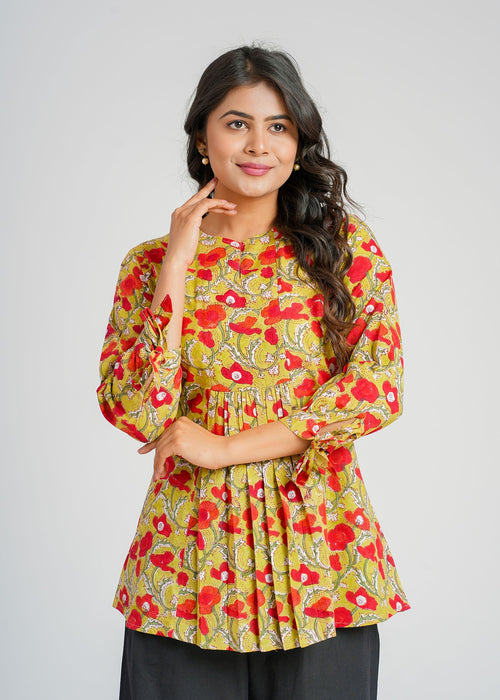 Block Printed Cotton Short Top