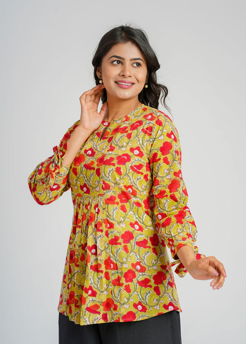 Block Printed Cotton Short Top