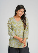 Block Printed Cotton Short Kurti