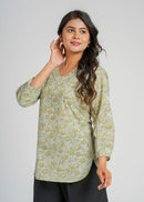 Block Printed Cotton Short Kurti